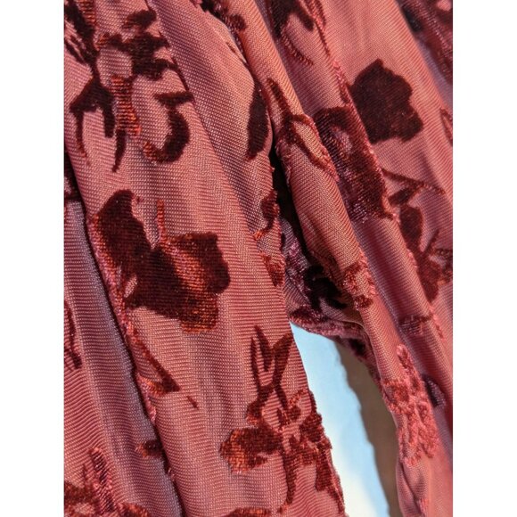 Knox Rose Off the Shoulder Bell Sleeve Floral Velvet Blouse XL - Picture 2 of 4